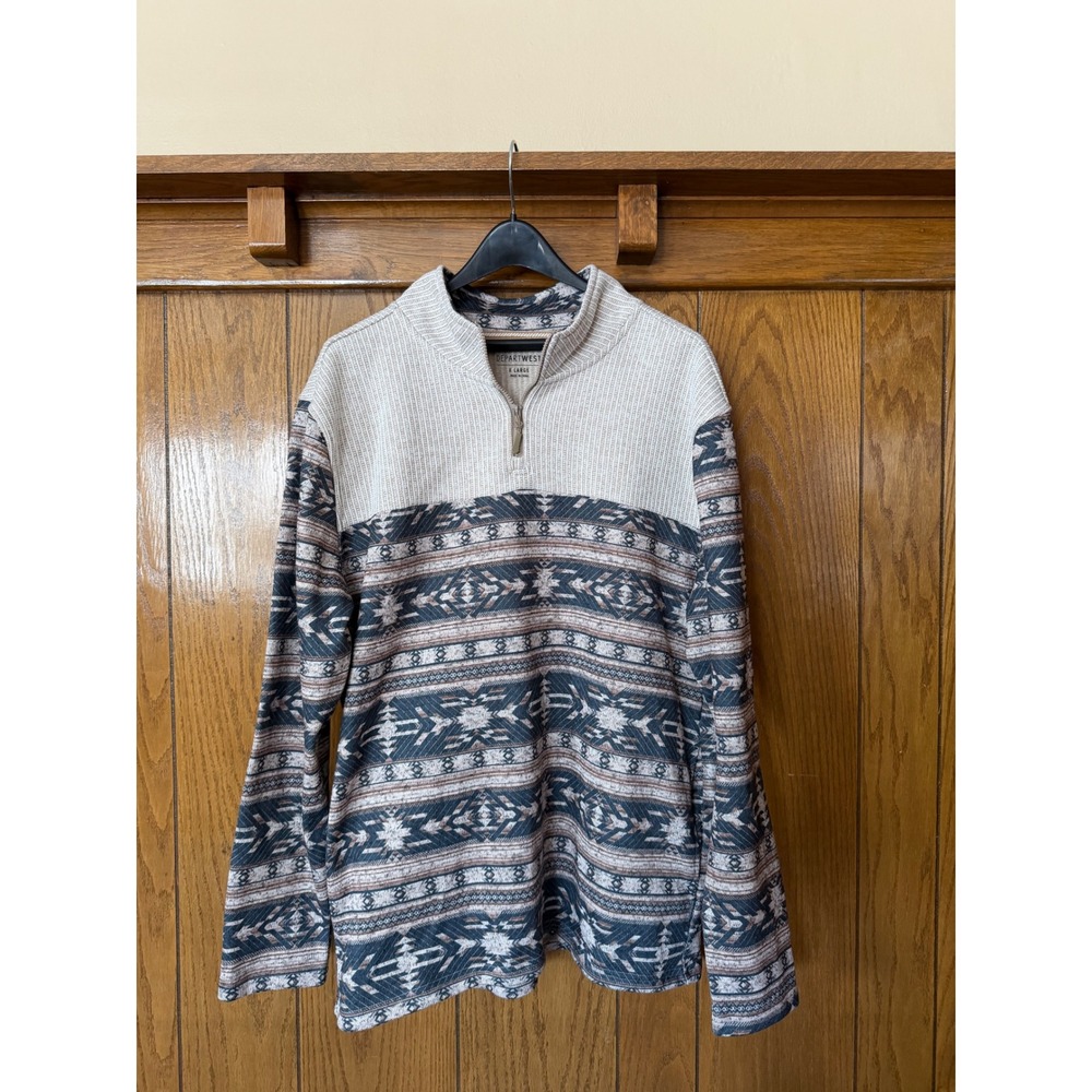 Buckle DepartWest Men's XL Quarter Zip Pullover Southwestern Pattern Sweater - Picture 2 of 8